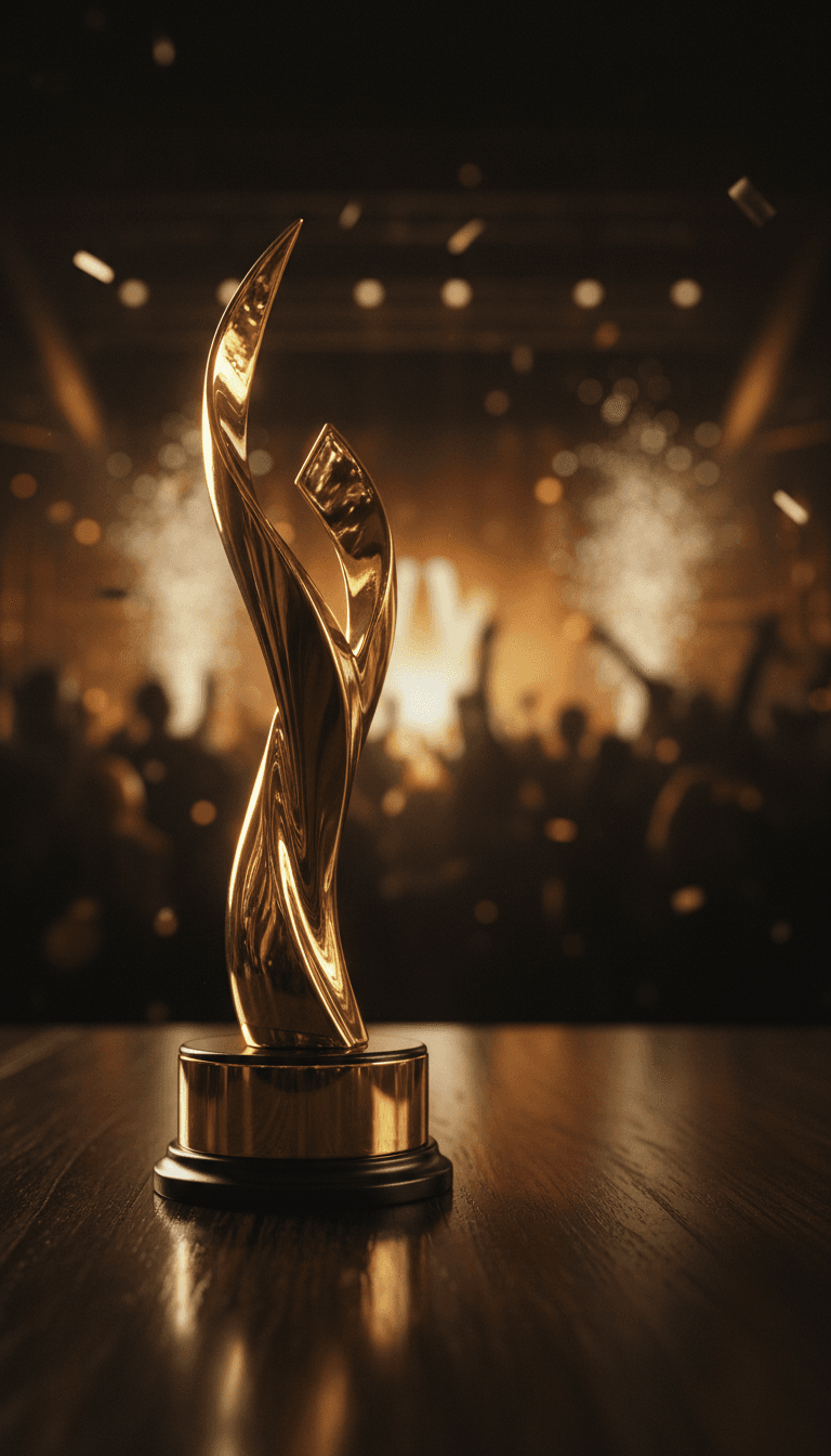 Industry award on display at an event